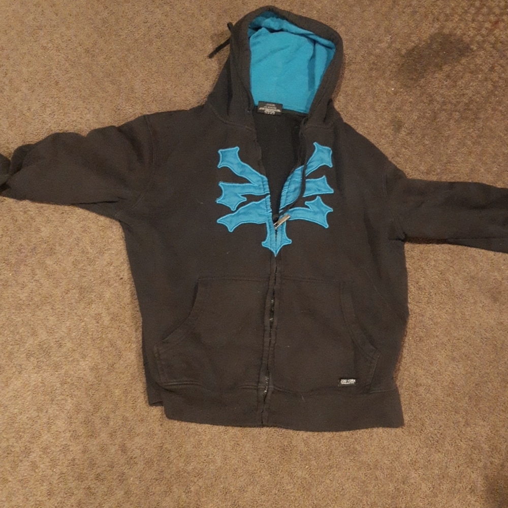 Zoo York unisex zip up hoodie blue embroidery design